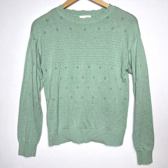 LC Lauren Conrad Pastel Green Eyelet Sweater XS - Picture 2 of 9